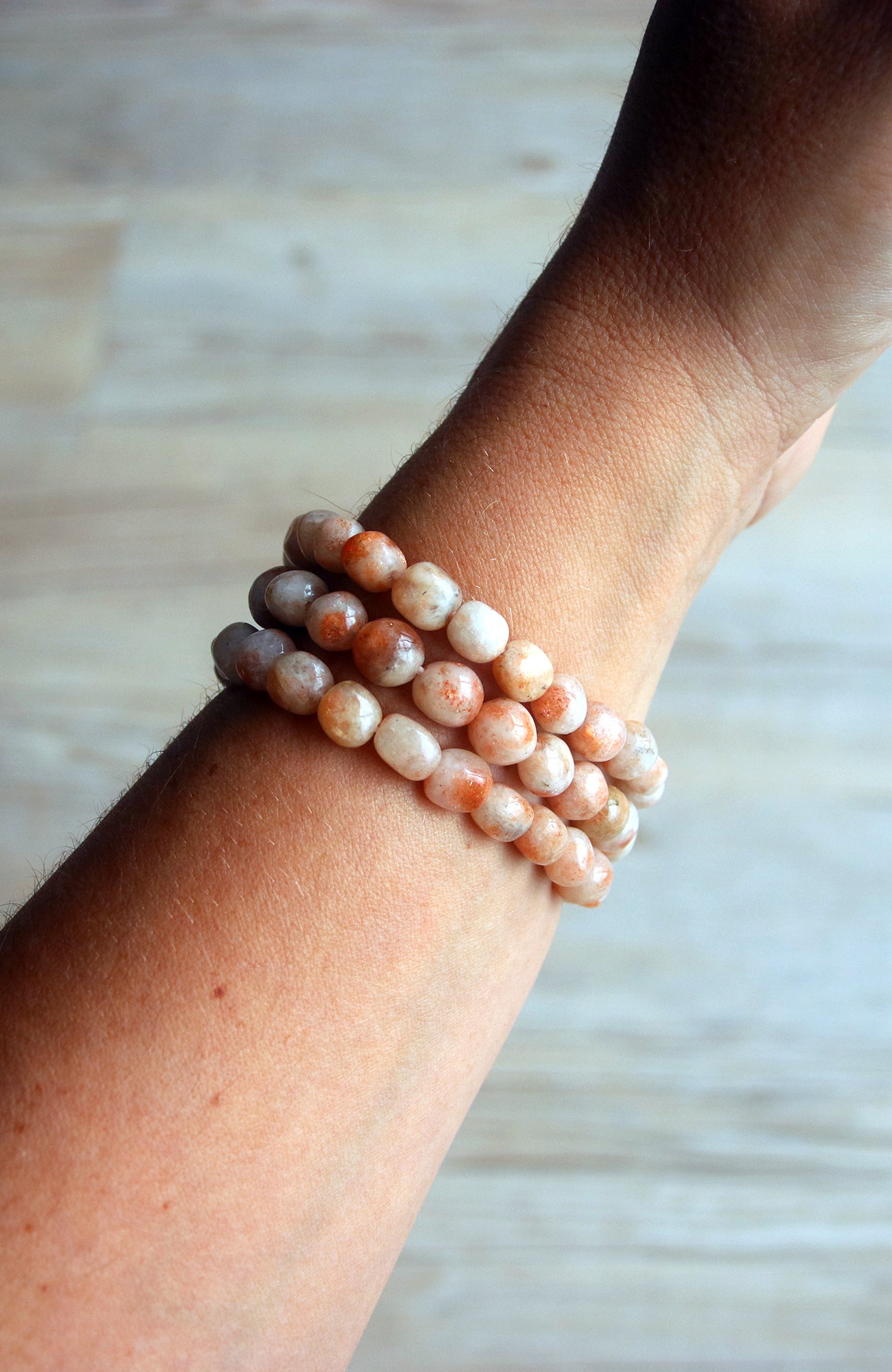 Sunstone Nugget 6-8mm Bead Bracelet 324